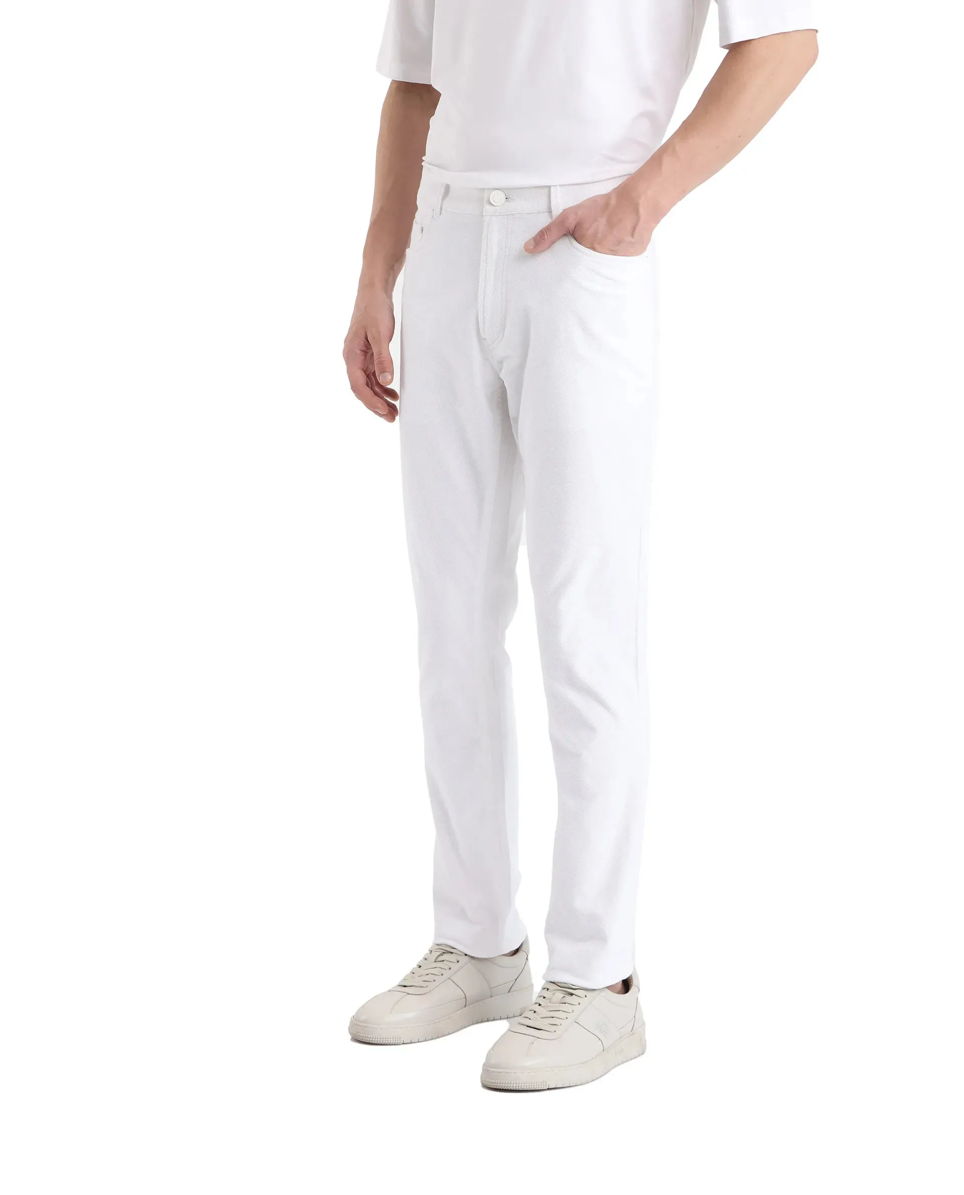 Rare Rabbit Men Nahor White Cotton Blend Fabric Button Closure Regular Fit Plain Trouser