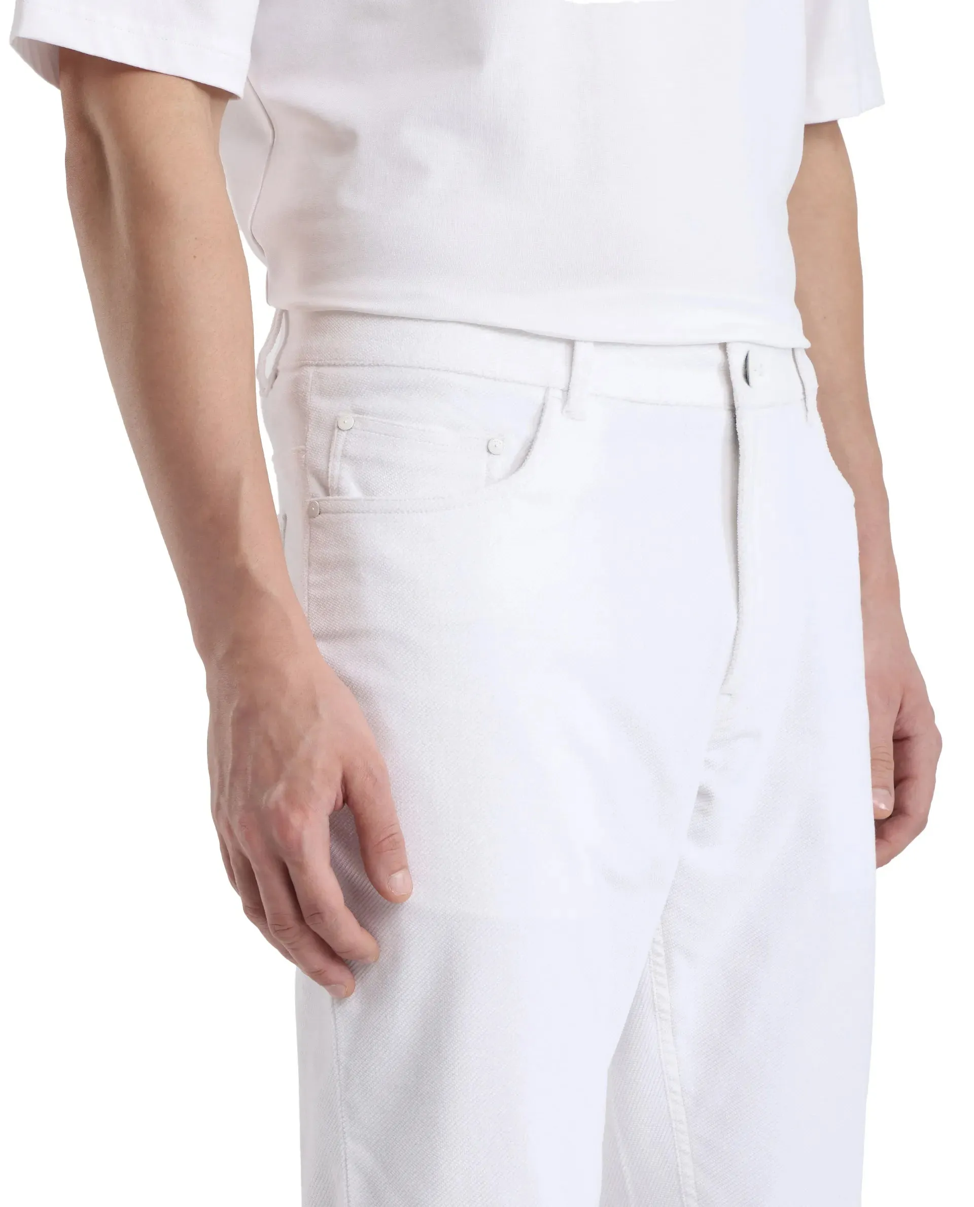 Rare Rabbit Men Nahor White Cotton Blend Fabric Button Closure Regular Fit Plain Trouser