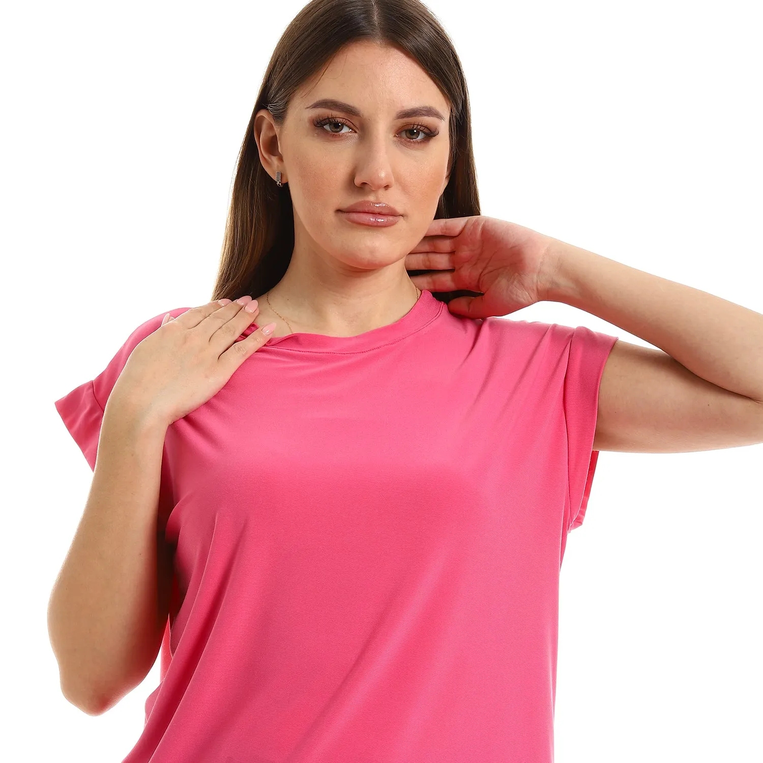 Round Neck Plain Sleeveless Feminine Top