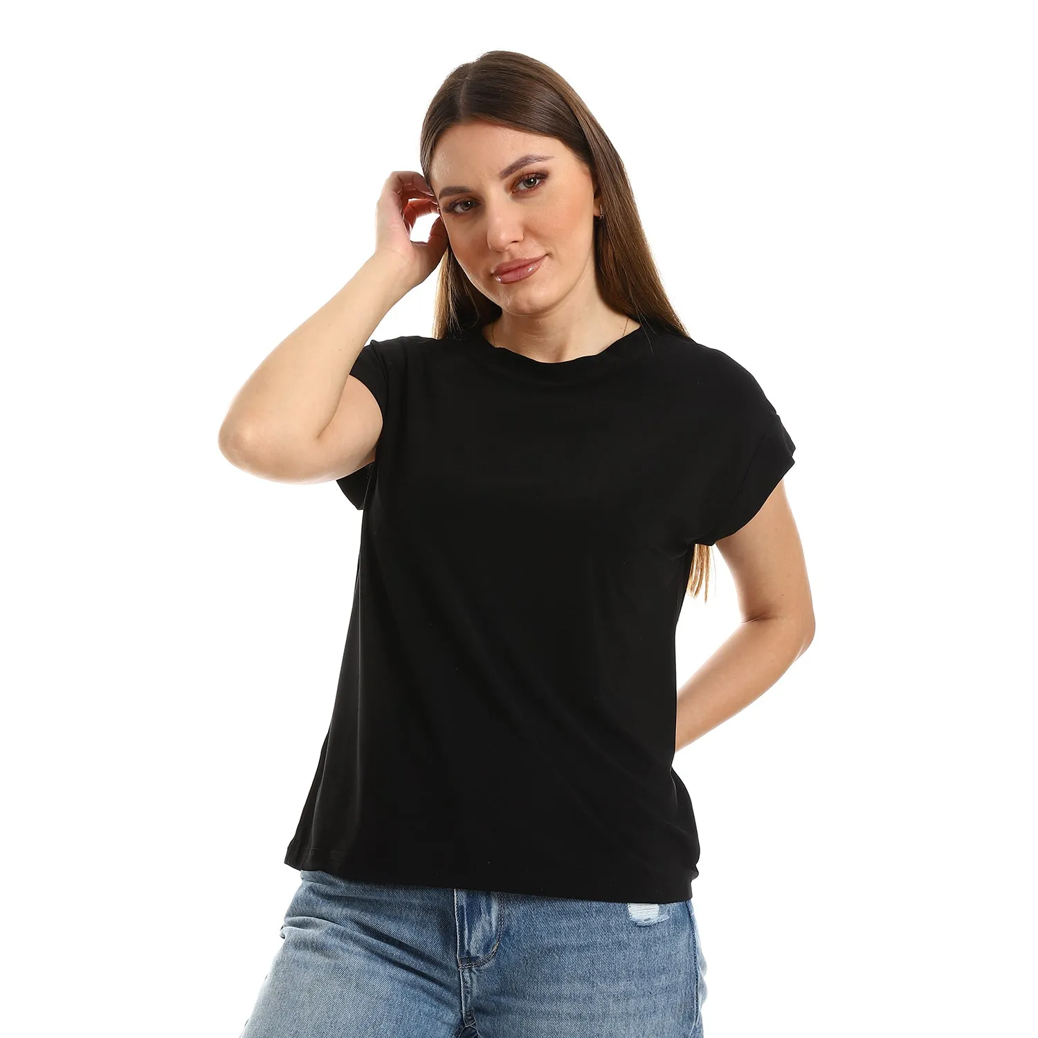 Round Neck Plain Sleeveless Feminine Top