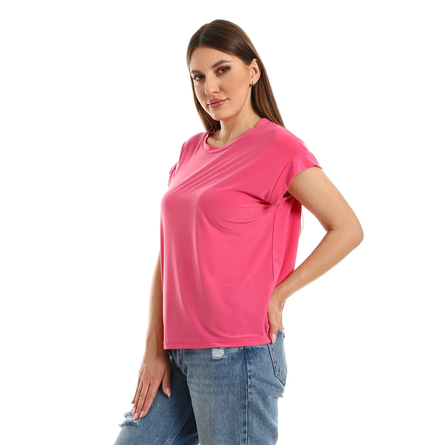 Round Neck Plain Sleeveless Feminine Top