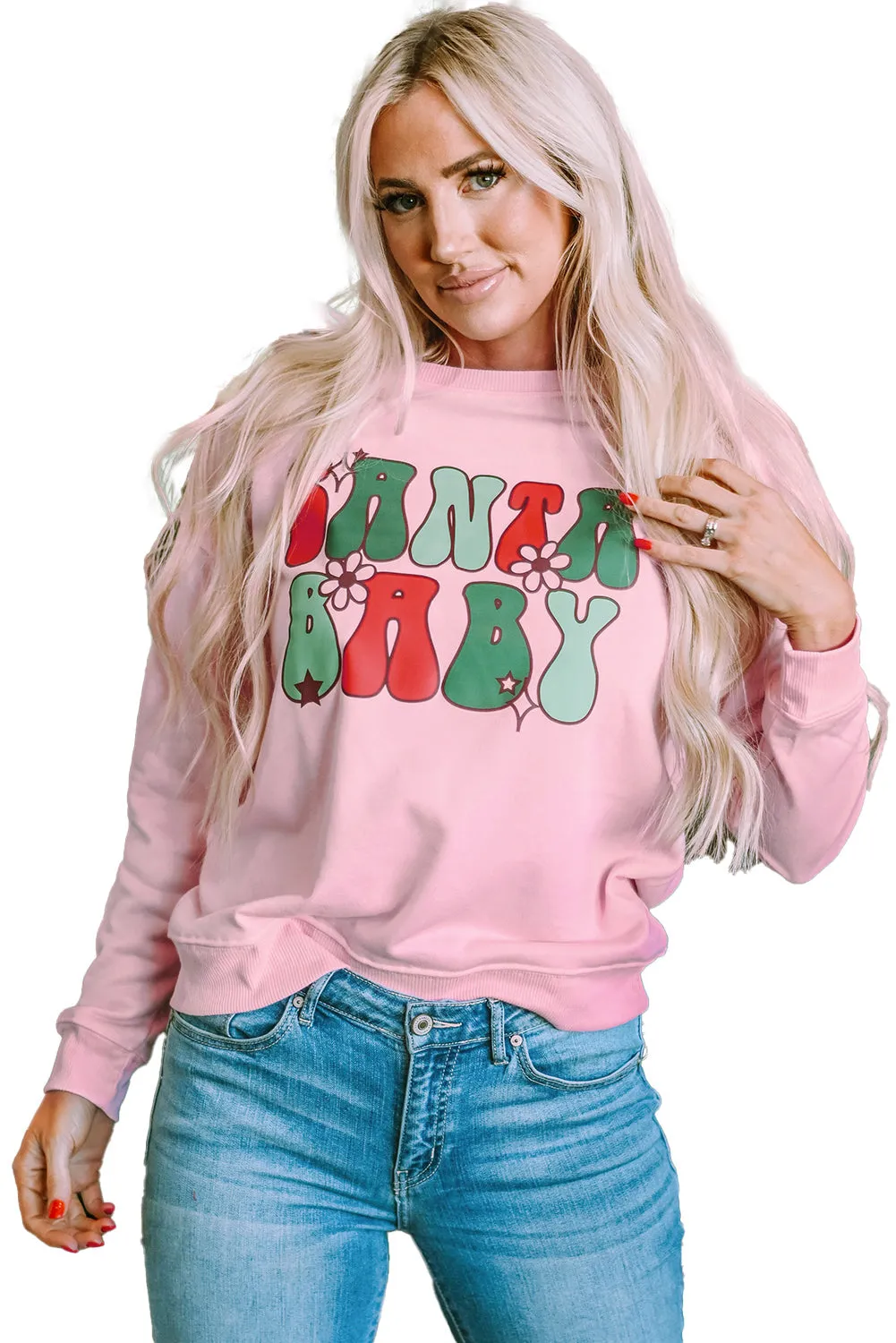 SANTA BABY Floral Graphic Sweatshirt