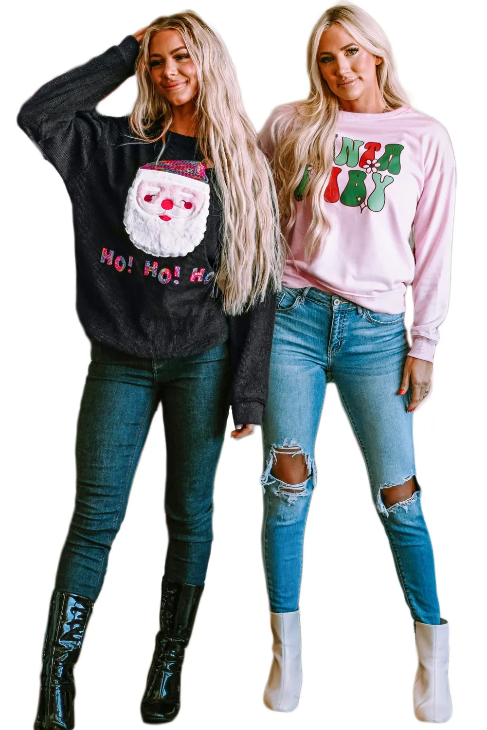 SANTA BABY Floral Graphic Sweatshirt