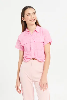 Senior Girls Pink Textured Top