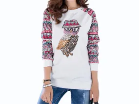 Stylish Women's Casual Sweatshirt With Owl