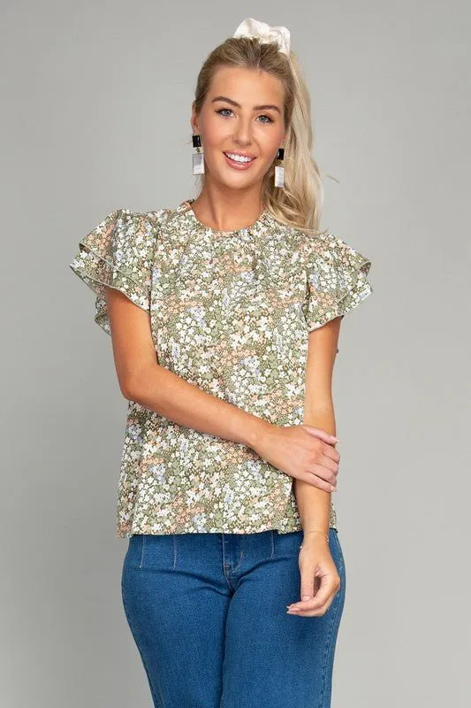 Summer Meadows Short Sleeve Ditsy Floral Blouse