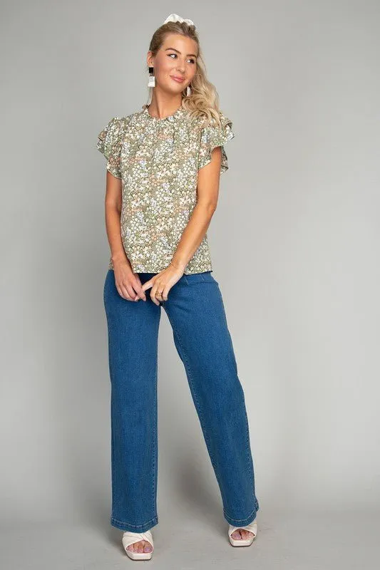 Summer Meadows Short Sleeve Ditsy Floral Blouse