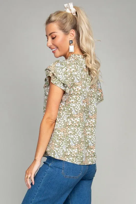 Summer Meadows Short Sleeve Ditsy Floral Blouse