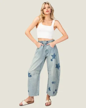 The Trish: Barrel Star Printed Denim Jeans