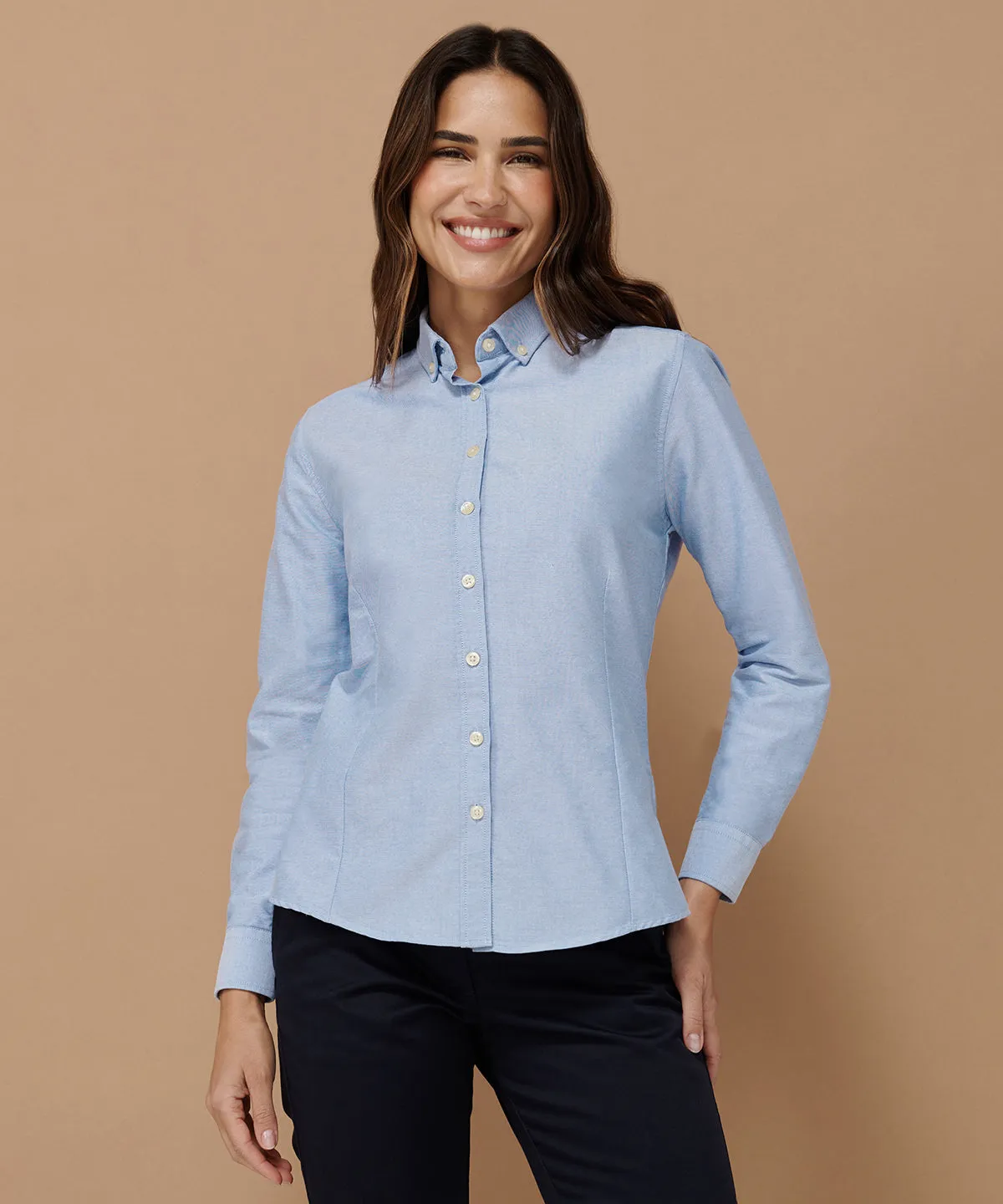 White - Women's modern long sleeve Oxford shirt