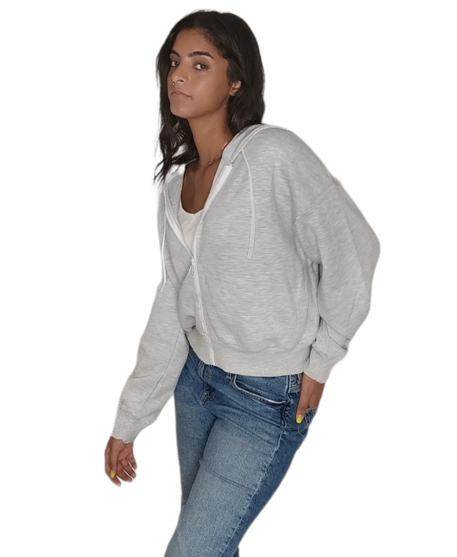 Women Melton Sweater - Light Grey