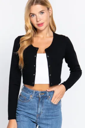 Women's Long Sleeve Round Neck Viscose Sweater Cardigan