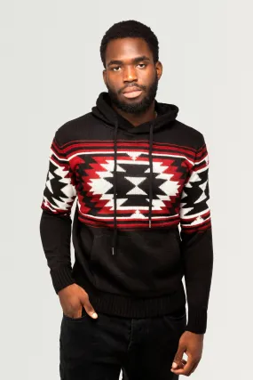 X RAY Men's Aztec Hooded Sweater Black